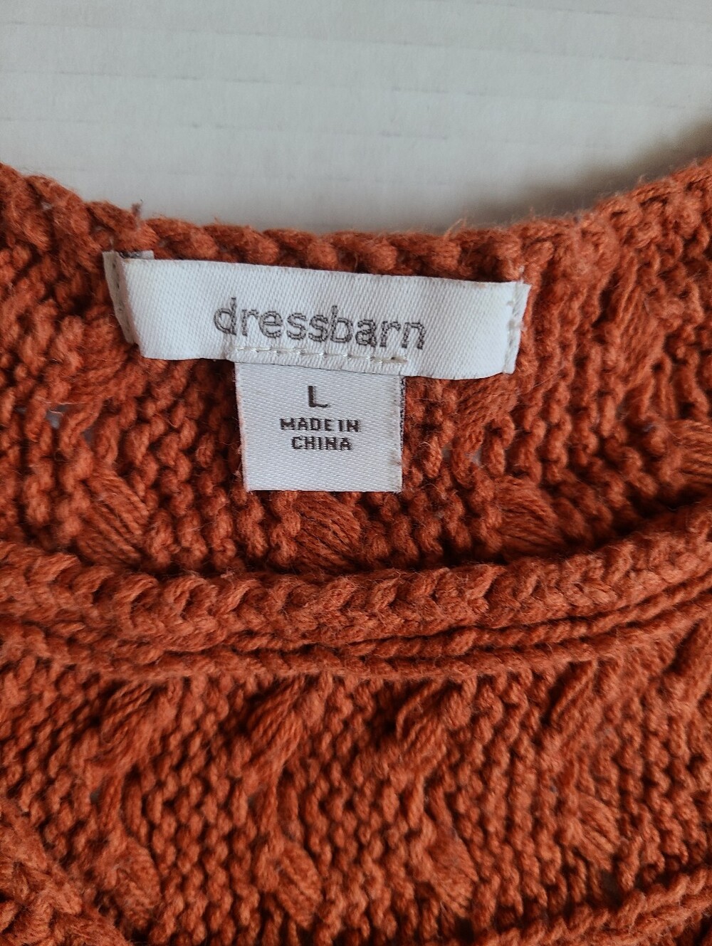 Dressbarn Cable Knit Cardigan Sweater Cottagecore Size L Rust Brown Cotton - Picture 3 of 7